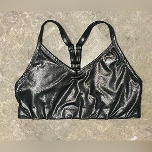 Like new Nike Indy silver gunmetal sparkle racer back sports bra size large